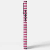 Chic Pink Silver Stripes Monogram Case-Mate iPhone Case (Achterkant / Links)