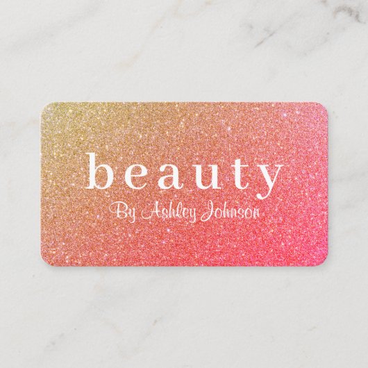 Chic Pink Sparkle Beauty Salon Loyalty Visitekaartje (Voorkant)