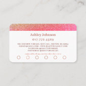 Chic Pink Sparkle Beauty Salon Loyalty Visitekaartje (Achterkant)