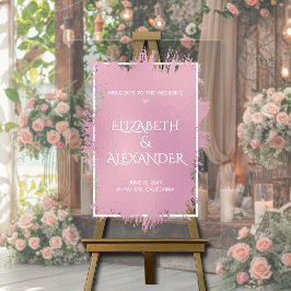 Chic Pink Splash Wedding Welkom Acryl Bord