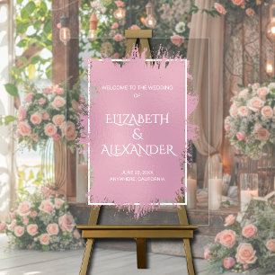 Chic Pink Splash Wedding Welkom Acryl Bord