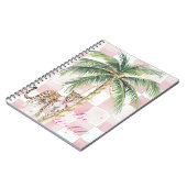 Chic Pink Squares Gouden Palm Tree Leopard Notitieboek (Linkerzijde)