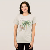 Chic Pink Squares Gouden Palm Tree Leopard Tri-Blend Shirt (Voorkant volledig)