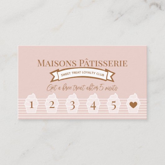 Chic Pink Stripe Baking Pastry Chef Cupcake Bakery Klantenkaartje (Voorkant)