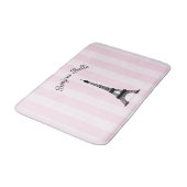 Chic Pink Stripe Paris Eiffeltoren in het Frans Badmat (Gekanteld)