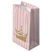 Chic Pink Stripes en Gold Roos Princess Crown Klein Cadeauzakje (Voorkant Gekanteld)
