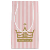 Chic Pink Stripes en Gold Roos Princess Crown Klein Cadeauzakje (Voorkant)
