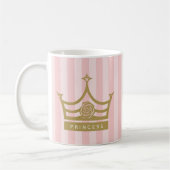 Chic Pink Stripes en Gold Roos Princess Crown Koffiemok (Links)