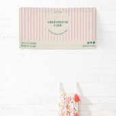 Chic Pink Stripes Simple Bakery Name Event Spandoek (Insitu)