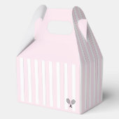 Chic Pink Stripes Tennis Baby shower Bedankt Bedankdoosjes (Achterkant)