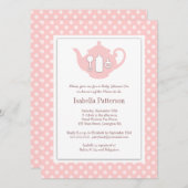 Chic Pink | Tea-partij van het witte theepot-Baby  Kaart (Voorkant / Achterkant)