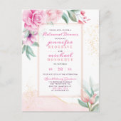 Chic Pink Trendy Rozen Botanische repetitie Diner Uitnodiging Briefkaart (Voorkant)