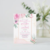 Chic Pink Trendy Rozen Botanische repetitie Diner Uitnodiging Briefkaart (Staand voorkant)