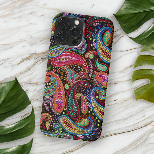 Chic Pink Turquoise Blue Green Arabic Paisley Art iPhone 15 Pro Max Hoesje
