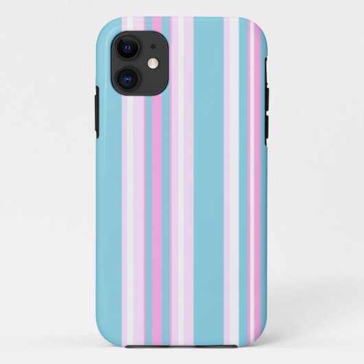 Chic Pink, Turquoise, White Stripe iPhone 5 Hoesje (Achterkant)