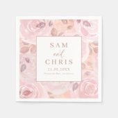 Chic Pink Watercolor Roses Wedding Servet (Voorkant)