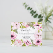 Chic Pink Waterverf Floral Bedankkaart (Staand voorkant)