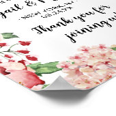 Chic Pink Waterverf Floral Weddenschap Welkomsttek Poster (Hoek)