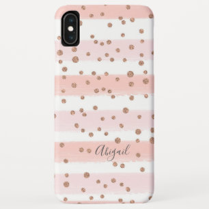 Chic Pink Waterverf & Gold Stippen Monogram Case-Mate iPhone Case