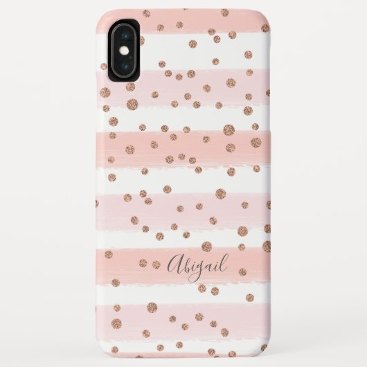 Chic Pink Waterverf & Gold Stippen Monogram Case-Mate iPhone Case (Achterkant)