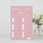 Chic Pink What's in Your Purse Bridal Shower Game (Staand voorkant)