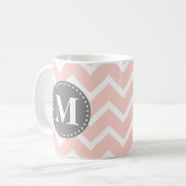 Chic Pink White Grey Zigzag Chevron Monogram Koffiemok (Voorkant links)