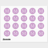 Chic Pink White Monogram Letter Ronde Sticker (Vel)