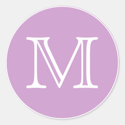 Chic Pink White Monogram Letter Ronde Sticker (Voorkant)