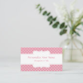 Chic Pink White Polka Dots Retro Visitekaartje (Staand voorkant)