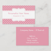 Chic Pink White Polka Dots Retro Visitekaartje (Voorkant / Achterkant)