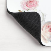 Chic Pink & White Roses Initiaal Script Muismat (Hoek)