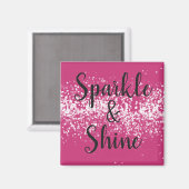 Chic Pink White Sparkle Shine Magneet (Voorkant / Achterkant)