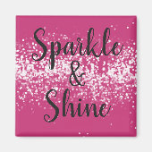 Chic Pink White Sparkle Shine Magneet (Voorkant)