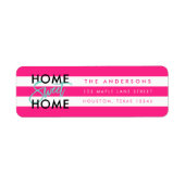 Chic Pink & White Stripes Black Home Sweet Home Etiket (Voorkant)