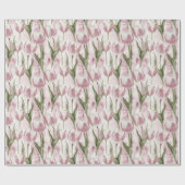 Chic Pink White Tulip Flowers Birthday Cadeaupapier (Vlak)