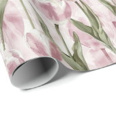 Chic Pink White Tulip Flowers Birthday Cadeaupapier (Rol Hoek)