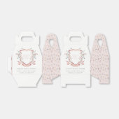 Chic Pink Wildflower Monogram Crest Vrijgezellenfe Bedankdoosjes (Uitgevouwen)