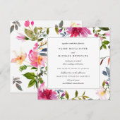 Chic Pink Wildflower Square Wedding Kaart (Voorkant / Achterkant)