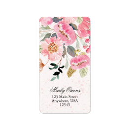 Chic Pink Wildflower Vrijgezellenfeest Retouradres Etiket