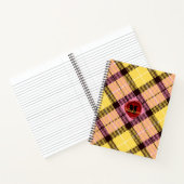 Chic Pink Yellow Tartan Stempel Monogram Naam Notitieboek (Binnen)