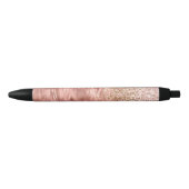 Chic Pink Zebra Print Glitz Zwarte Inkt Pen (Voorkant)