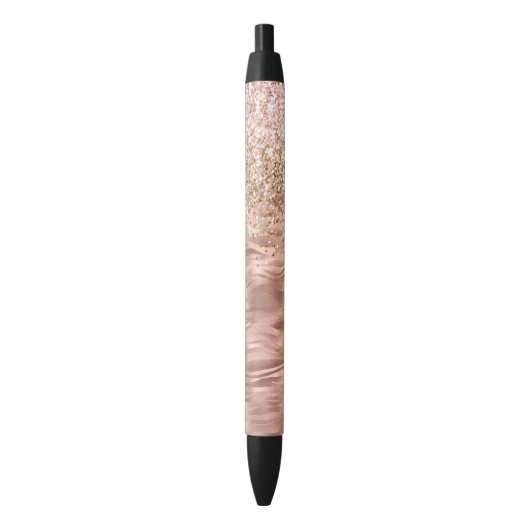 Chic Pink Zebra Print Glitz Zwarte Inkt Pen (Voorkant Verticaal)
