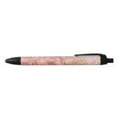 Chic Pink Zebra Print Glitz Zwarte Inkt Pen (Bovenkant)