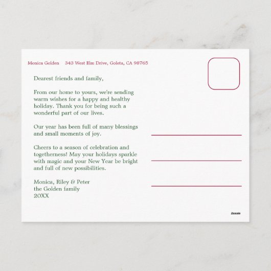 Chic Plaid Kerst Custom 4 Fotocollage Feestdagenkaart (Achterkant)