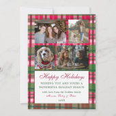 Chic Plaid Kerst Custom 9 Foto Collage Preppy Feestdagenkaart (Voorkant)