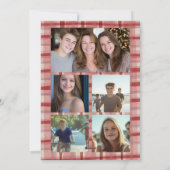 Chic Plaid Kerst Custom 9 Foto Collage Rood Feestdagenkaart (Achterkant)