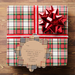 Chic Plaid Warm Tan | Aanpasbare foto en tekst  Ornament Kaart