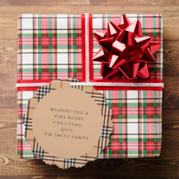 Chic Plaid Warm Tan | Aanpasbare foto en tekst  Ornament Kaart