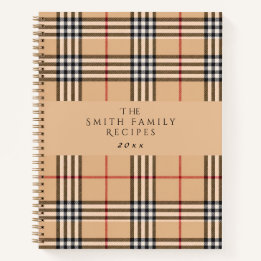 Chic Plaid Warm Tan | Aanpasbare Tekst Vakantie  Notitieboek