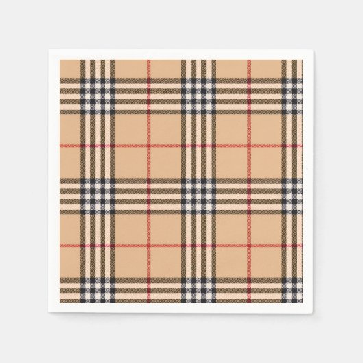 Chic Plaid Warm Tan Base Wit Zwart Bruin Tartan Servet (Voorkant)